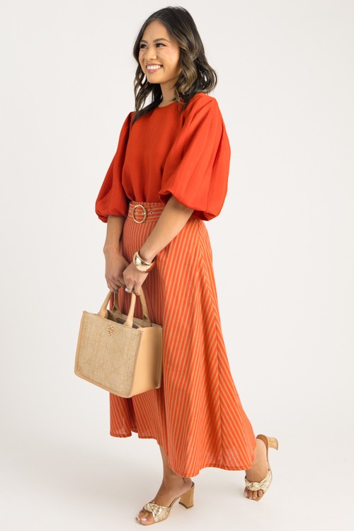 Buckle Up Stripe Skirt, Orange