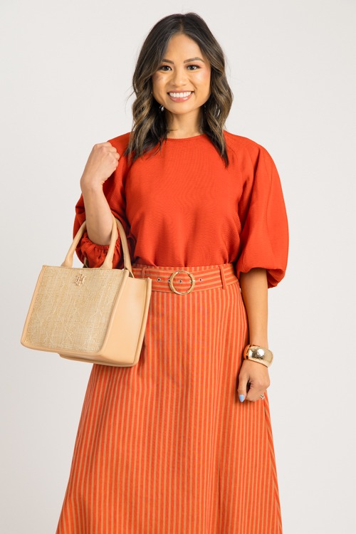 Buckle Up Stripe Skirt, Orange - 0820-50.jpg