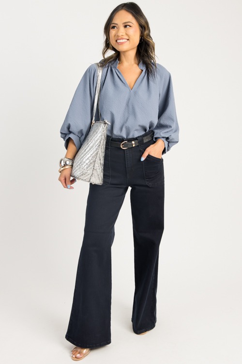 Scallop Hem Texture Blouse, Steel Blue - 0820-82.jpg