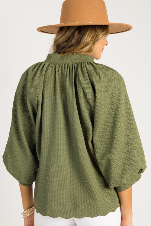 Scallop Hem Texture Blouse, Olive - 0820-86h.jpg