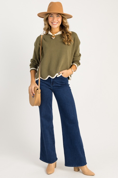 Stripe Trim Sweater, Olive Crea - 0821-107.jpg