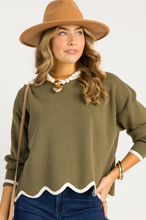 Stripe Trim Sweater, Olive Crea - 0821-108.jpg