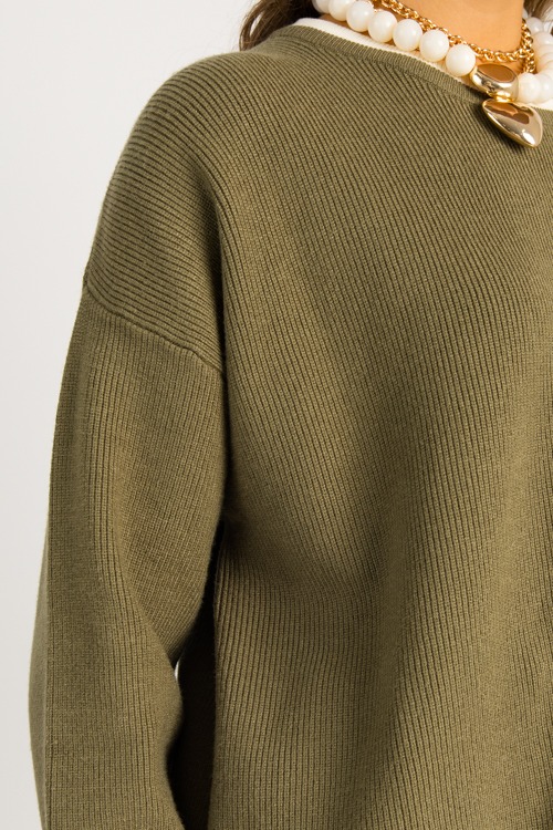 Stripe Trim Sweater, Olive Crea - 0821-110.jpg