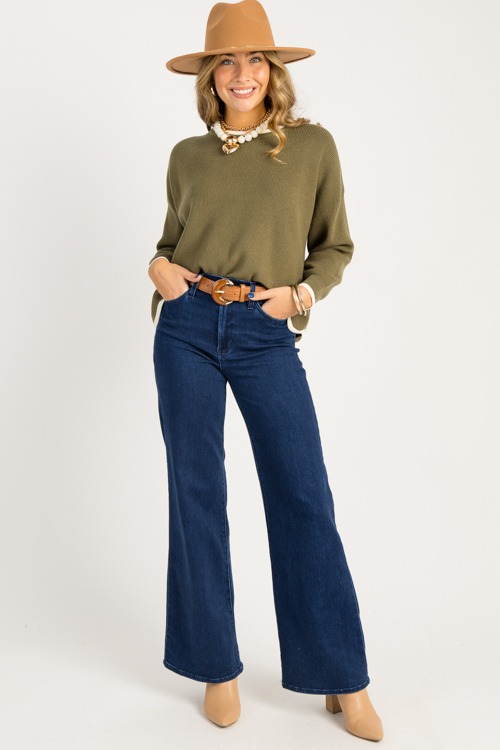 Stripe Trim Sweater, Olive Crea - 0821-111.jpg