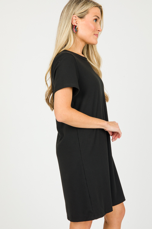 Rib Tee Dress, Black