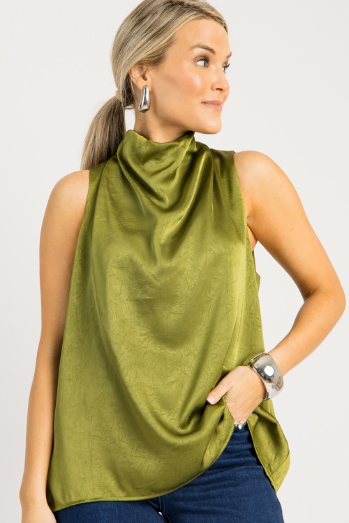 Delaney Mock Neck Blouse, Olive