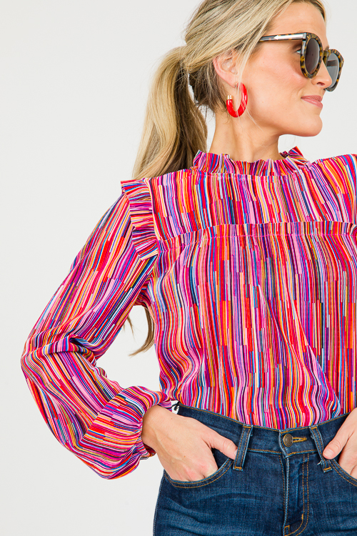 Pleated Rainbow Top