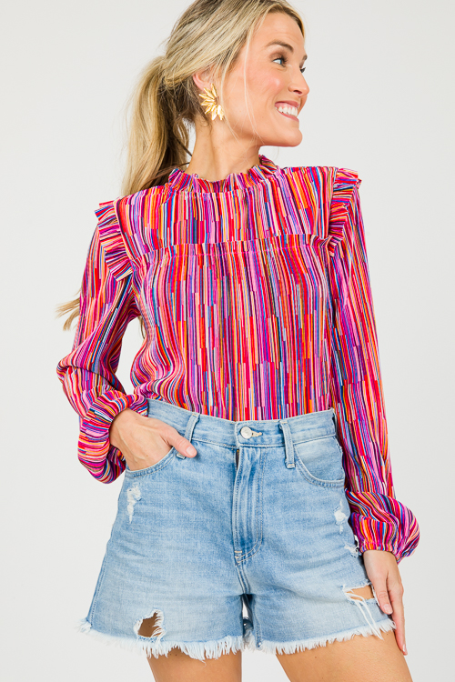 Pleated Rainbow Top