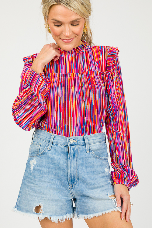 Pleated Rainbow Top