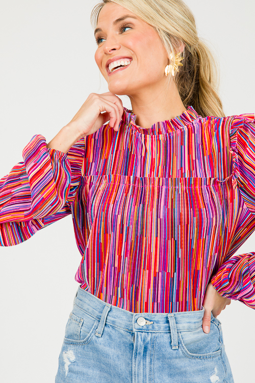 Pleated Rainbow Top