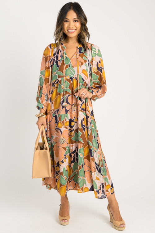 Alice Printed Midi, Navy Mix