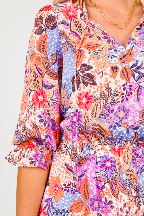 Floral Animal Mix Maxi, Mauve Cream