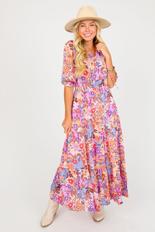 Floral Animal Mix Maxi, Mauve Cream