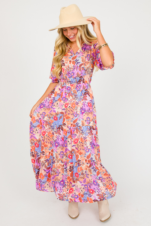 Floral Animal Mix Maxi, Mauve Cream