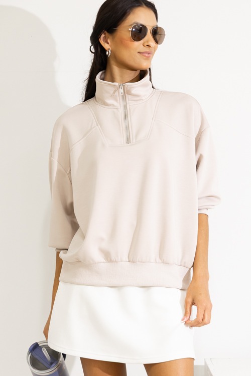 Quarter Zip Pullover, Taupe