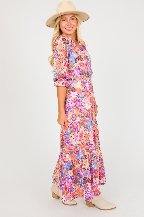 Floral Animal Mix Maxi, Mauve Cream