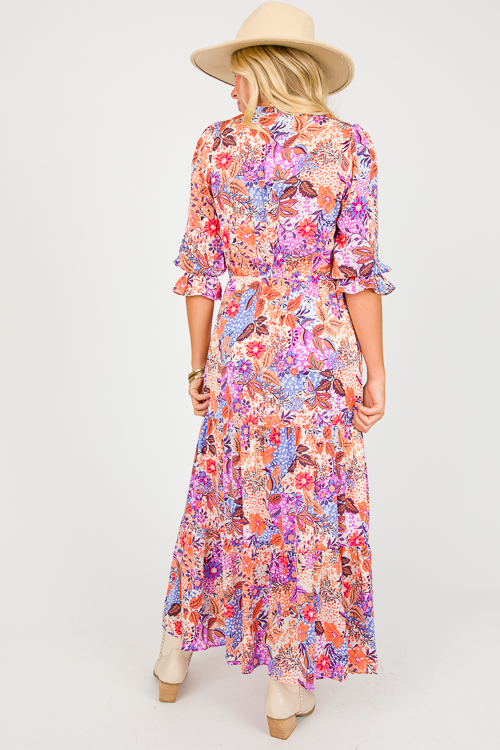 Floral Animal Mix Maxi, Mauve Cream