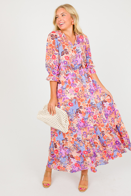 Floral Animal Mix Maxi, Mauve Cream