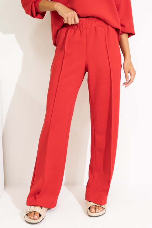 Pintuck Modal Pants, True Red