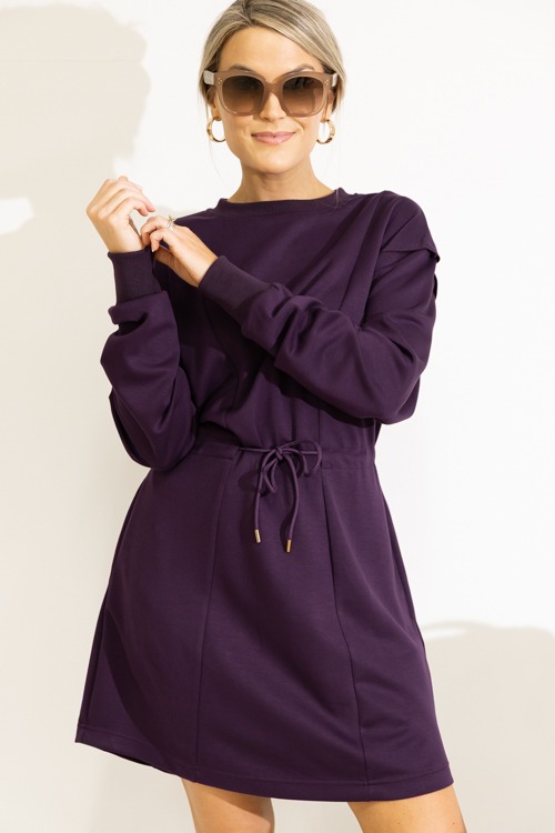 Weekender Draw Waist Dress, Plum - 0822-206h.jpg