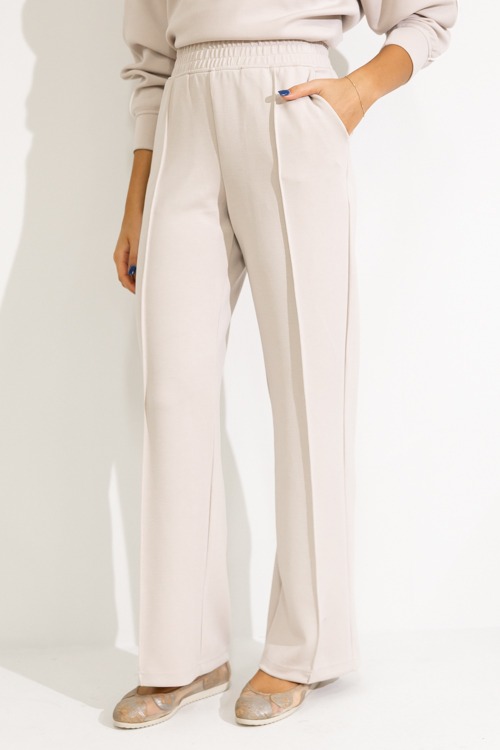 Pintuck Modal Pants, Mocha Cream