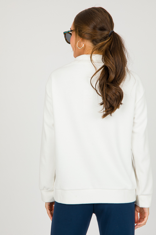 Fleece Half Zip Pullover, White