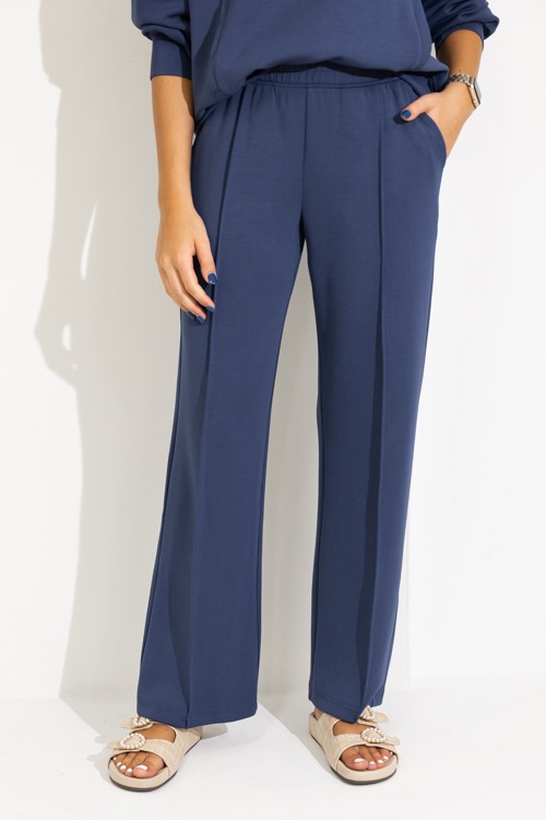 Pintuck Modal Pants, Smoky Navy