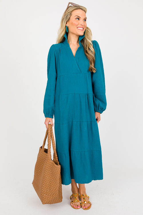 Gauze Tier Maxi, Teal Green