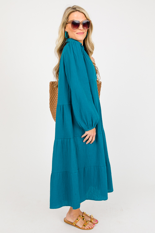 Gauze Tier Maxi, Teal Green