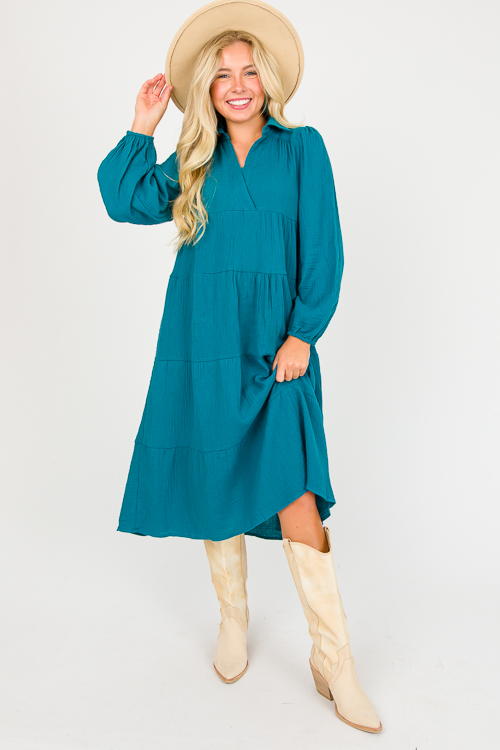 Gauze Tier Maxi, Teal Green