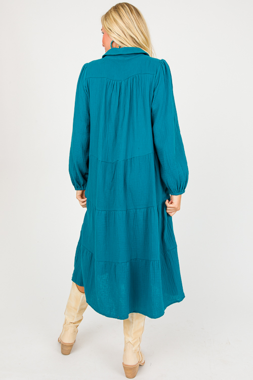 Gauze Tier Maxi, Teal Green