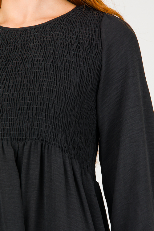 Michelle Smock Dress, Black