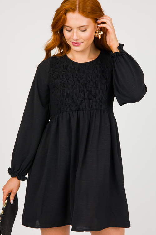 Michelle Smock Dress, Black