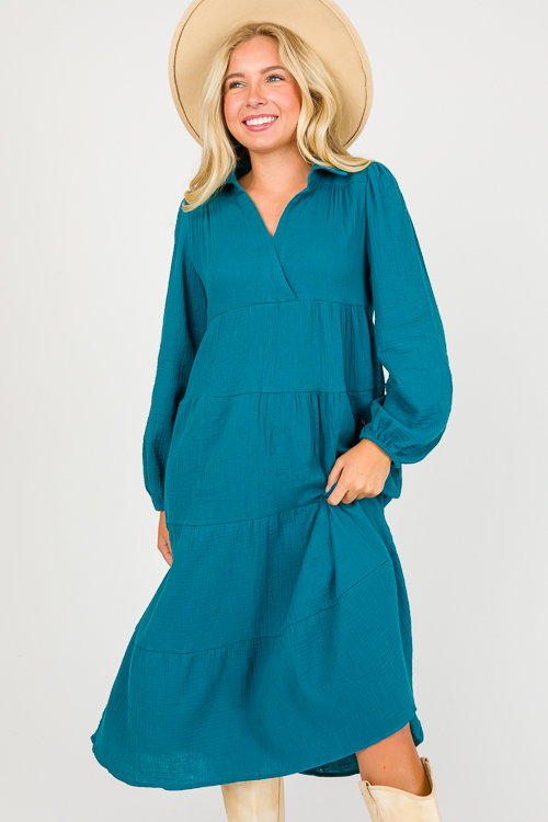 Gauze Tier Maxi, Teal Green