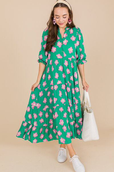 Karlie French Floral Tiered Maxi Skirt