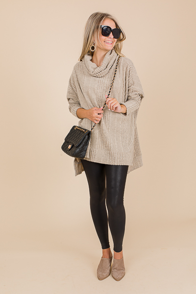 Rhonda Rib Cowl Tunic, Sand