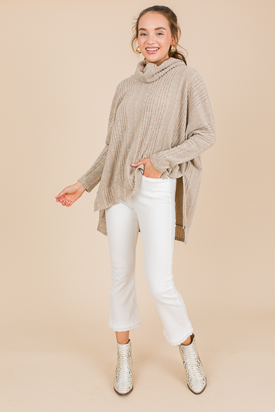 Rhonda Rib Cowl Tunic, Sand
