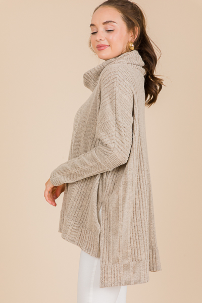 Rhonda Rib Cowl Tunic, Sand