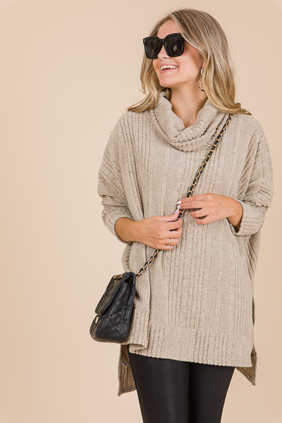 Rhonda Rib Cowl Tunic, Sand