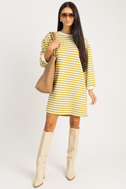 Tilly Stripe Dress, Avocado