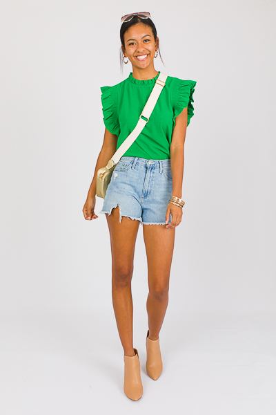 Everyday Flutter Top, Kelly Green