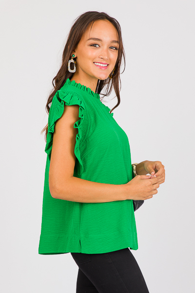 Everyday Flutter Top, Kelly Green