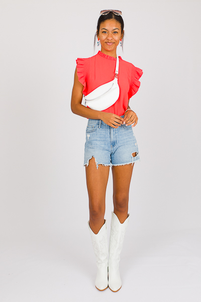 Everyday Flutter Top, Neon Coral