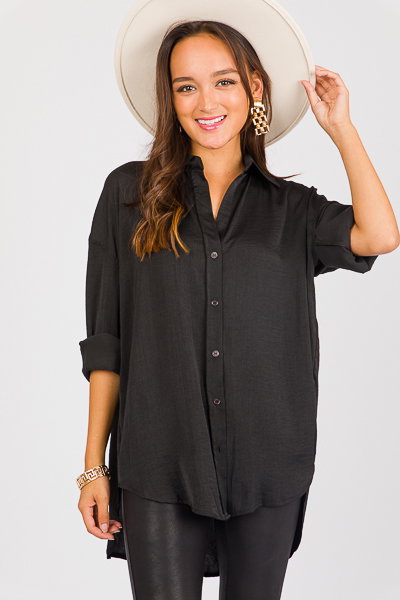 Betsy Satin Shirt, Black - New Arrivals - The Blue Door Boutique