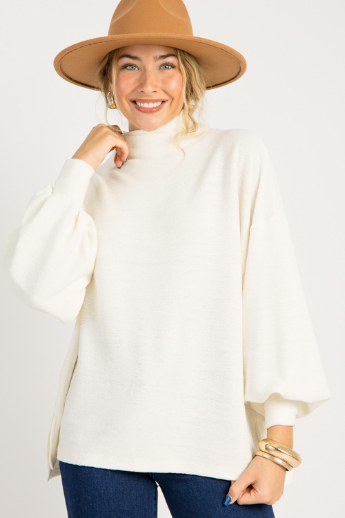 Cade Mock Neck Pullover, White