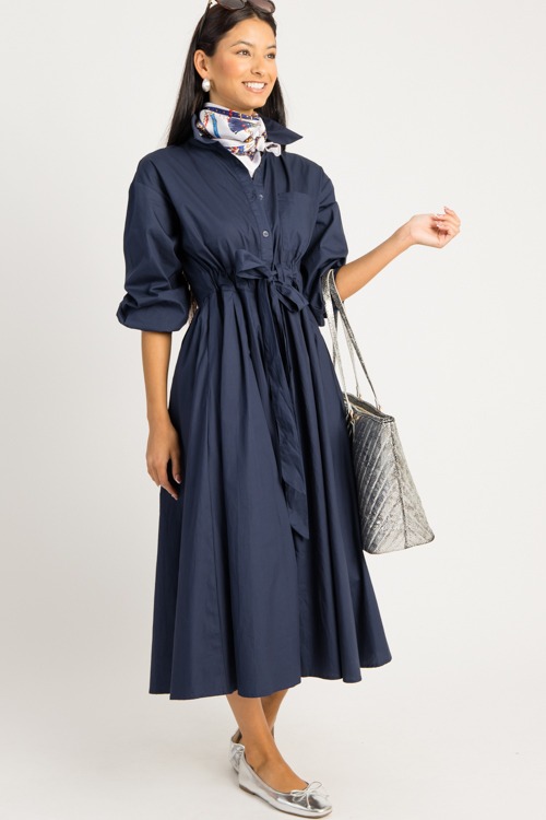 Dena Draw Waist Midi, Navy