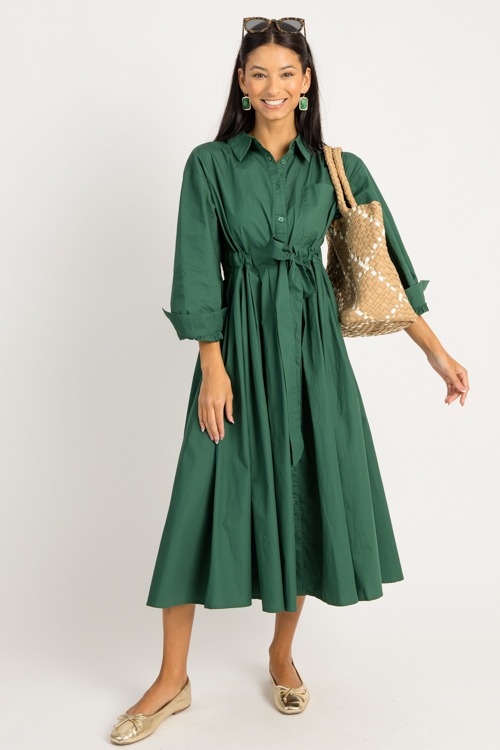 Dena Draw Waist Midi, Hunter Green