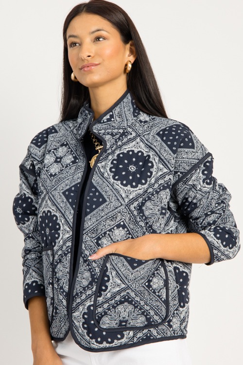 Quilted Paisley Print Jacket