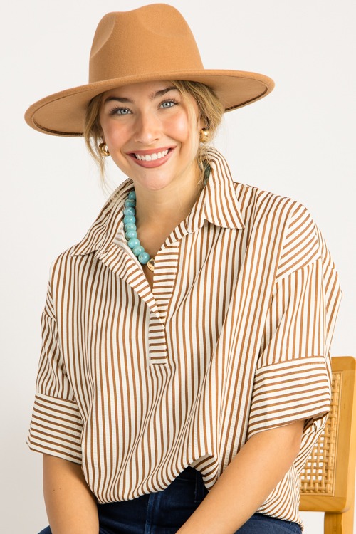 Oversized Stripe Top, Brown