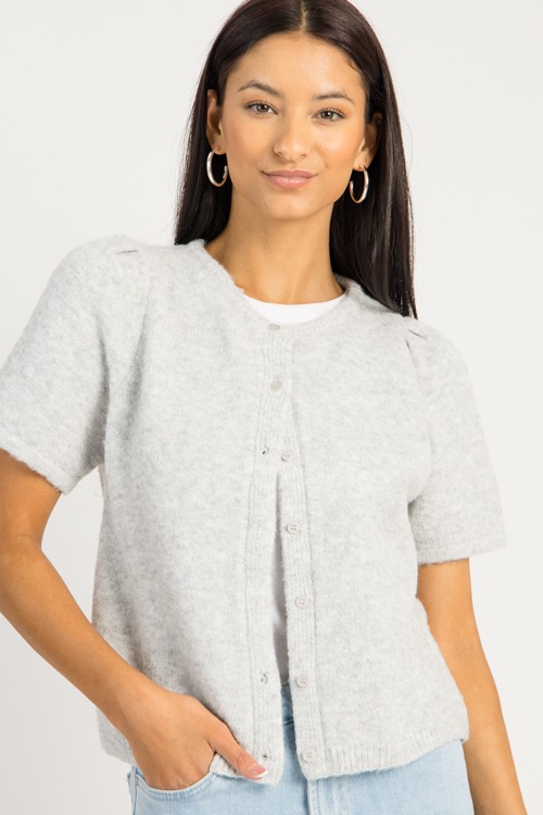 Elsie Button Sweater, H. Grey